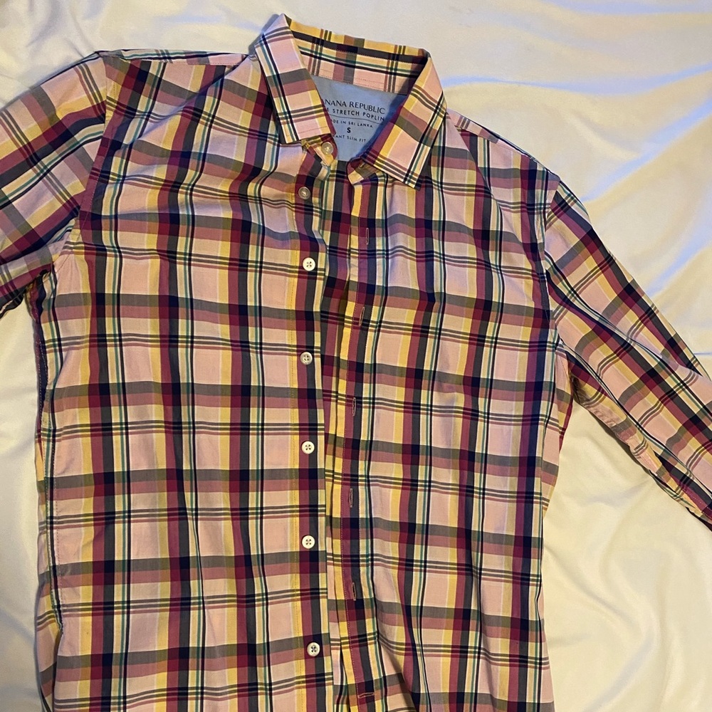 Men’s plaid banana republic button up shirt